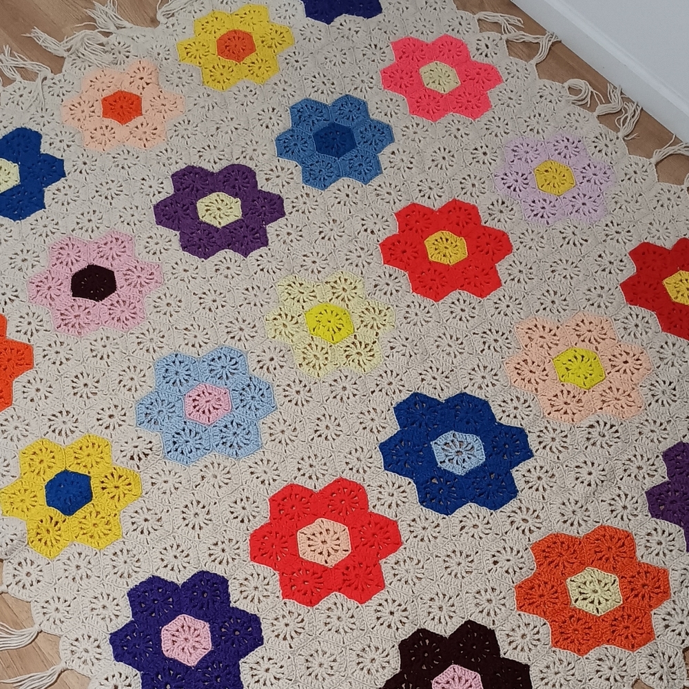 Handmade Floral Crochet  Blanket